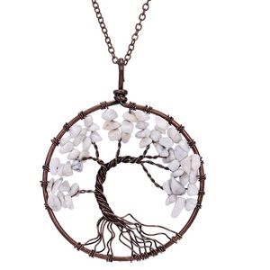 NEW Wire & White Turquoise Tree of Life Necklace